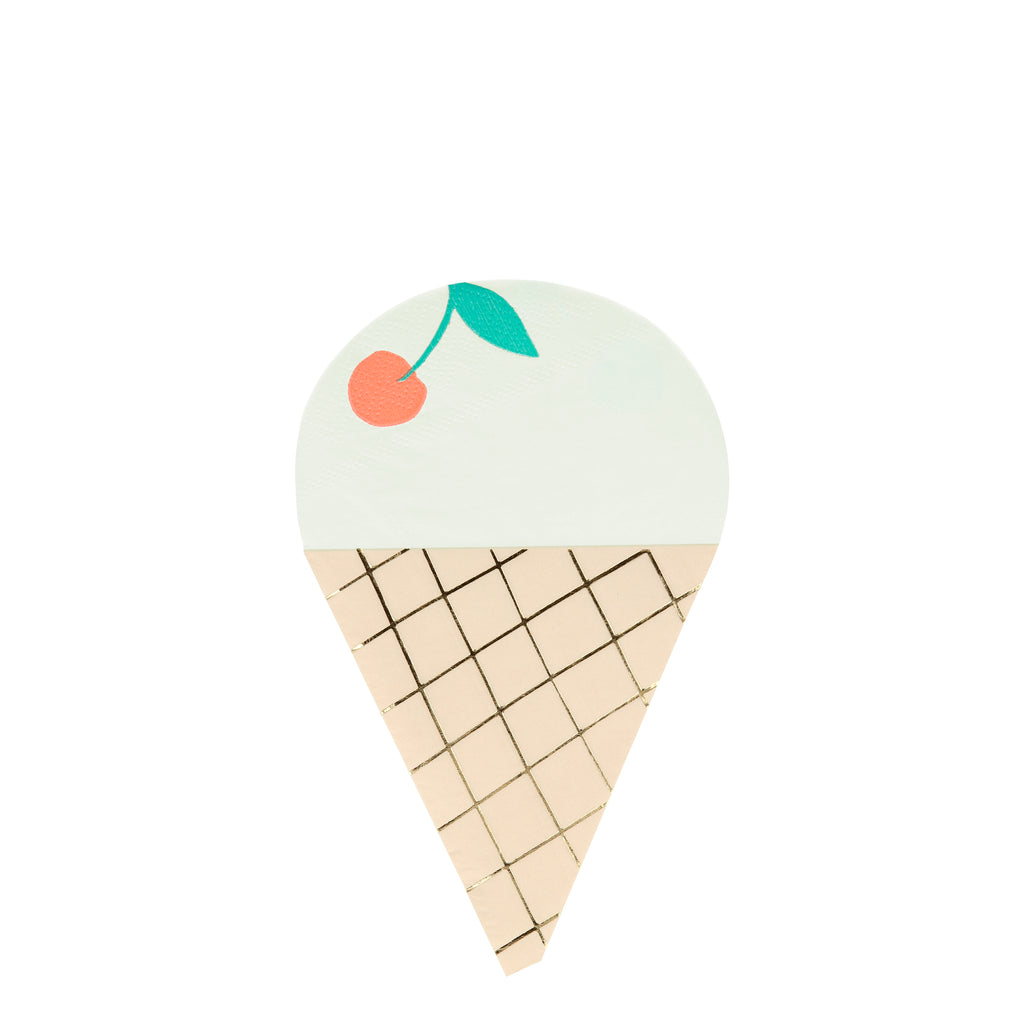 Meri Meri Ice cream cone paper napkins - white, pale pink, blush and cream