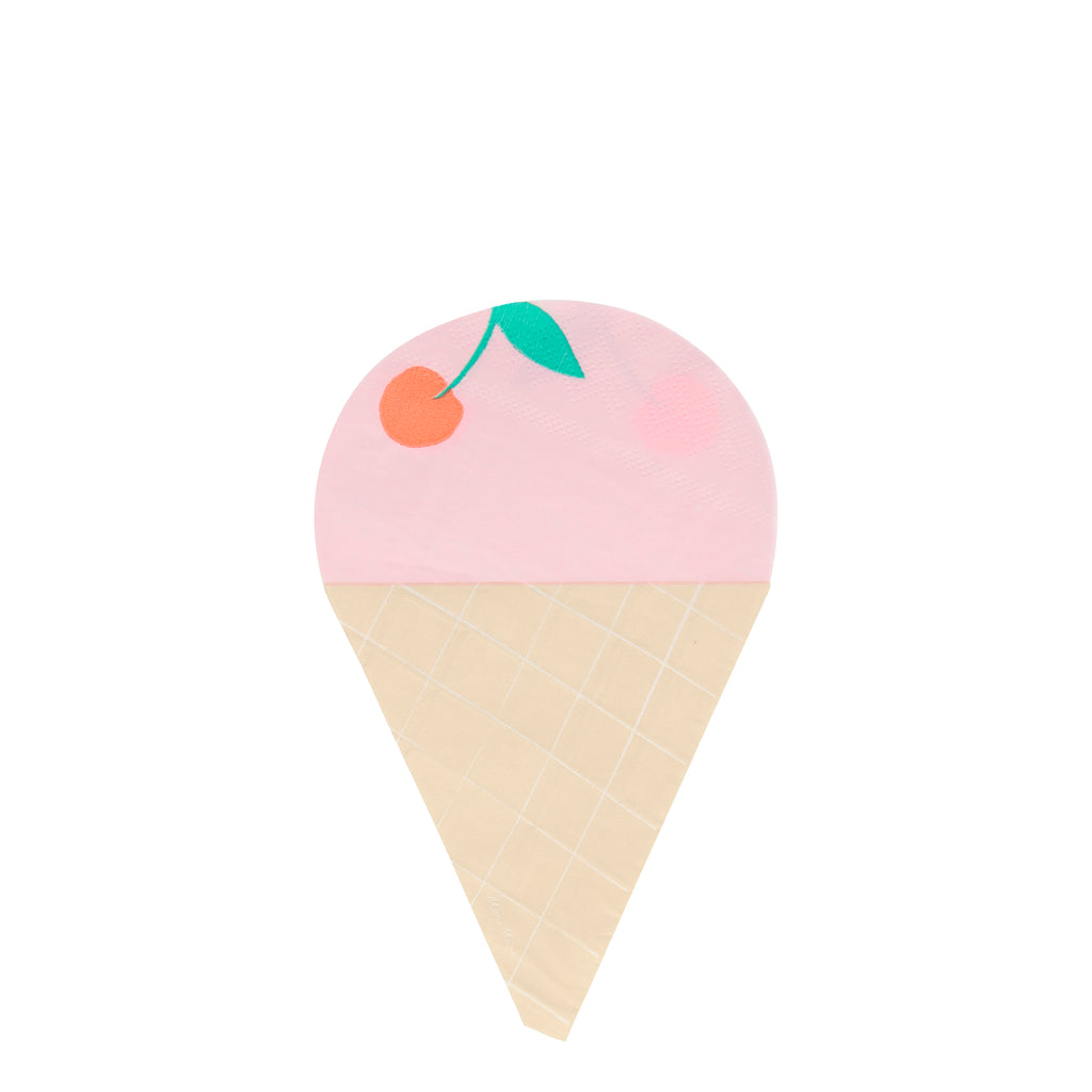 Meri Meri Ice cream cone paper napkins - white, pale pink, blush and cream
