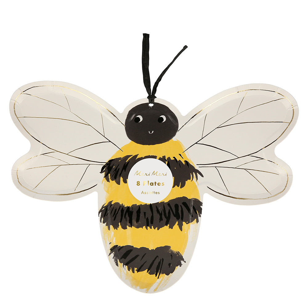 Meri Meri Bee Plate with rafia antenna and made from eco friendly paper