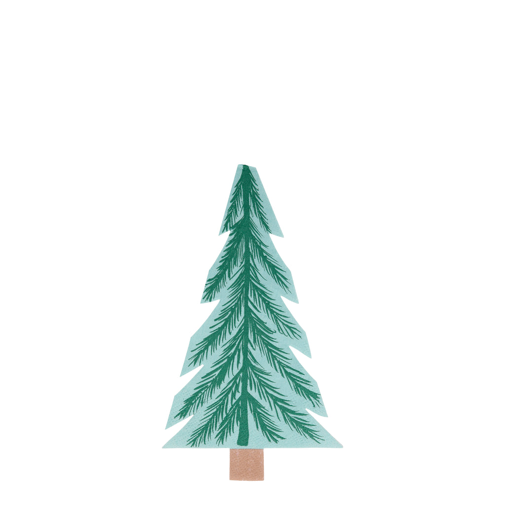 meri meri tree napkin tall coniferous tree with light green background and dark green leaves.