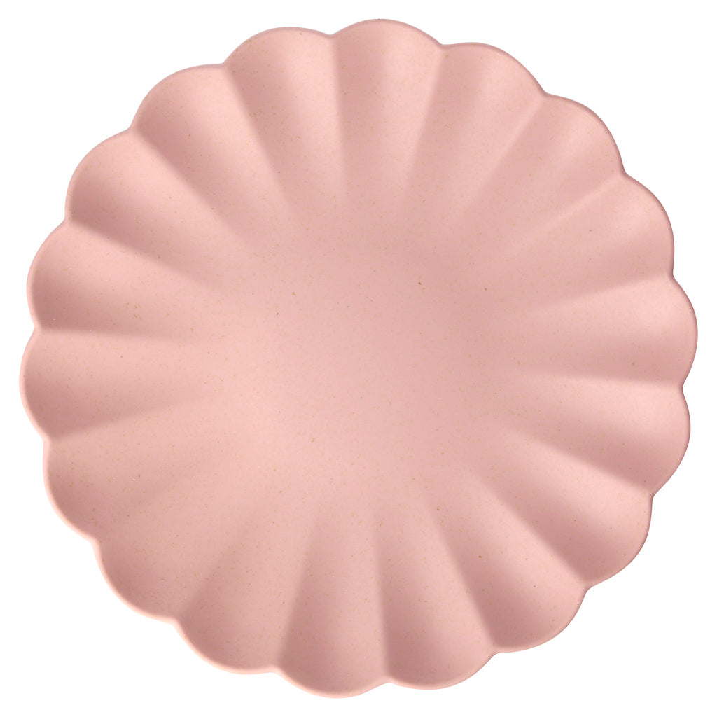 Meri Meri pink bamboo reusable plate with scalloped edge
