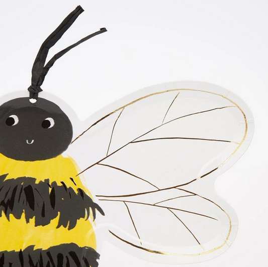 Meri Meri Bee Plate with rafia antenna and made from eco friendly paper