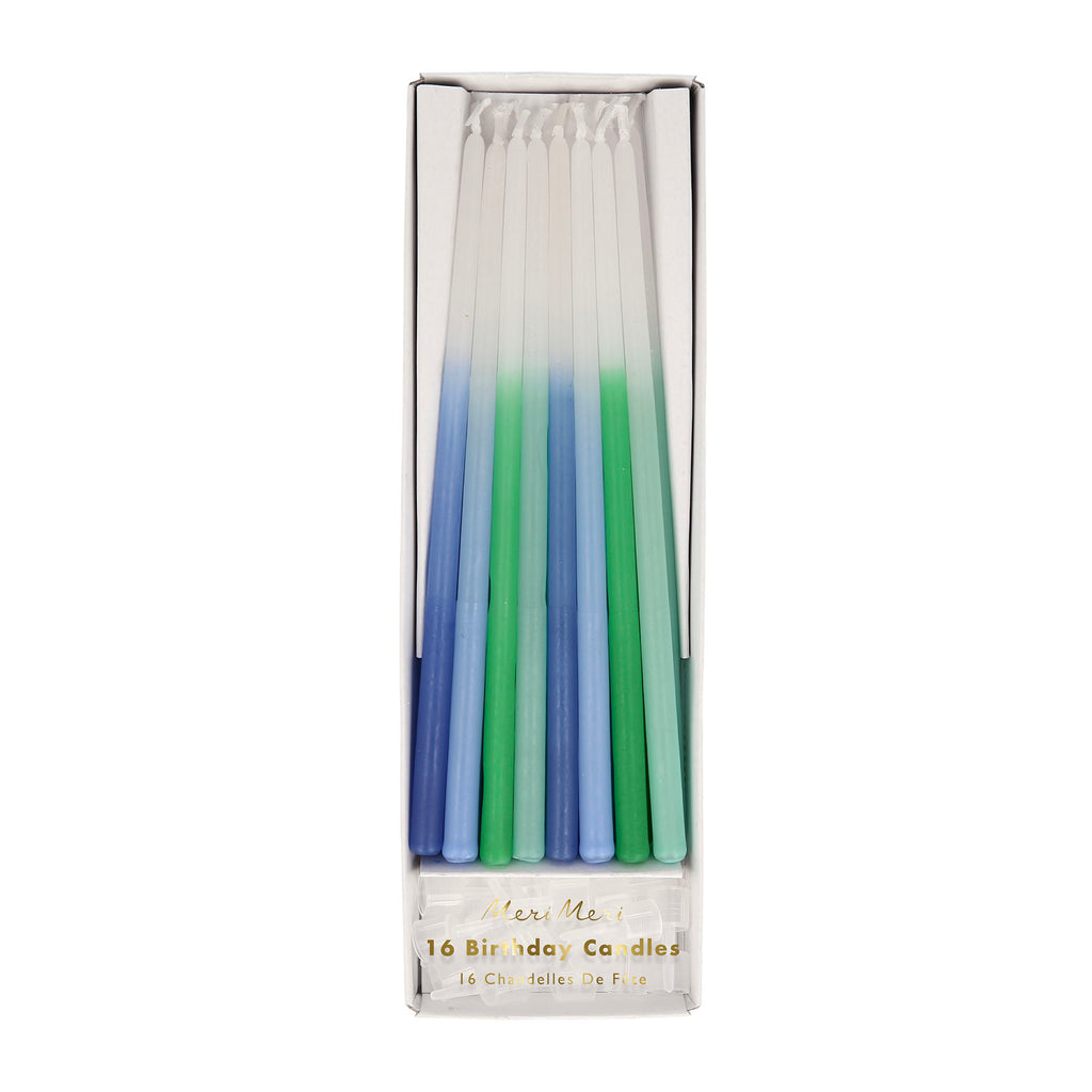 meri meri party supplies blue green dipped birthday candle 