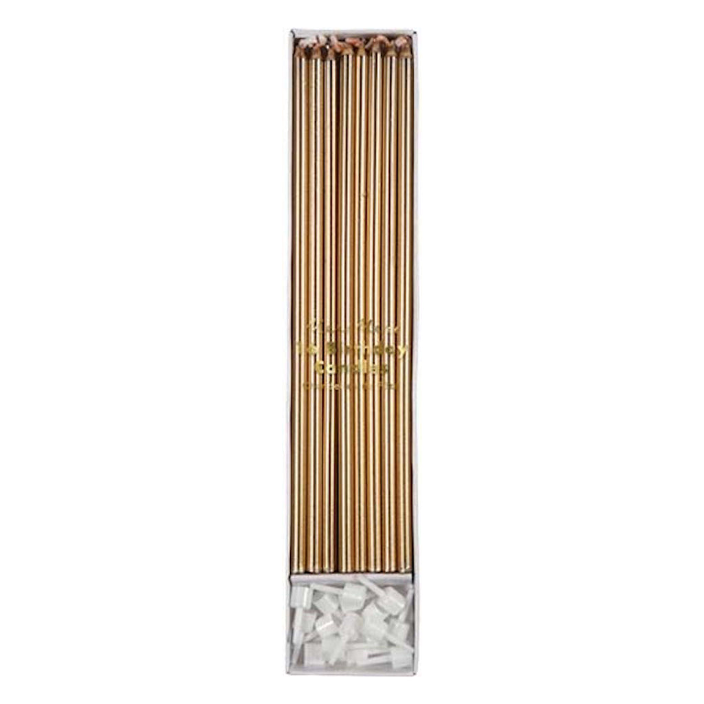 Meri Meri party supplies Gold long candles 