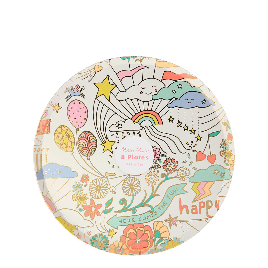 Meri Meri party supplies Happy Doodle Side Plate 