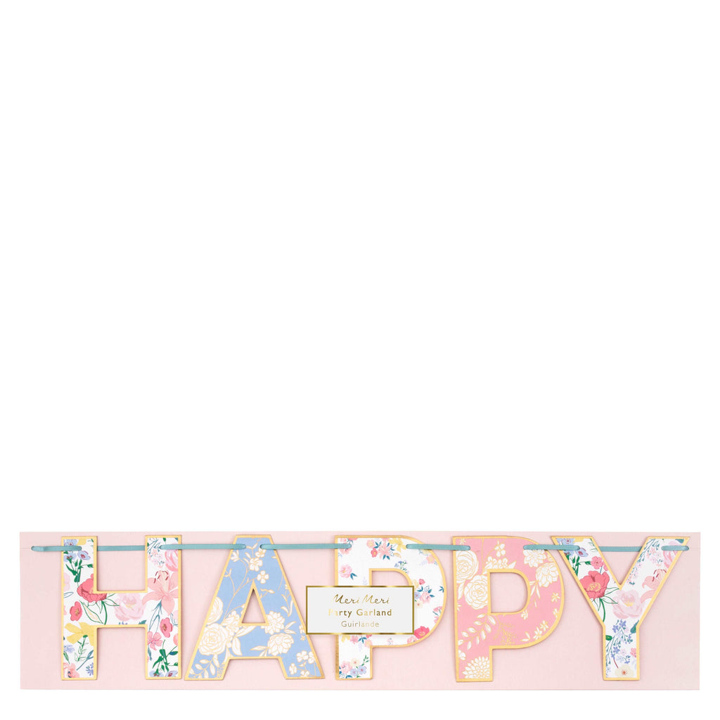English Garden Happy Birthday Banner