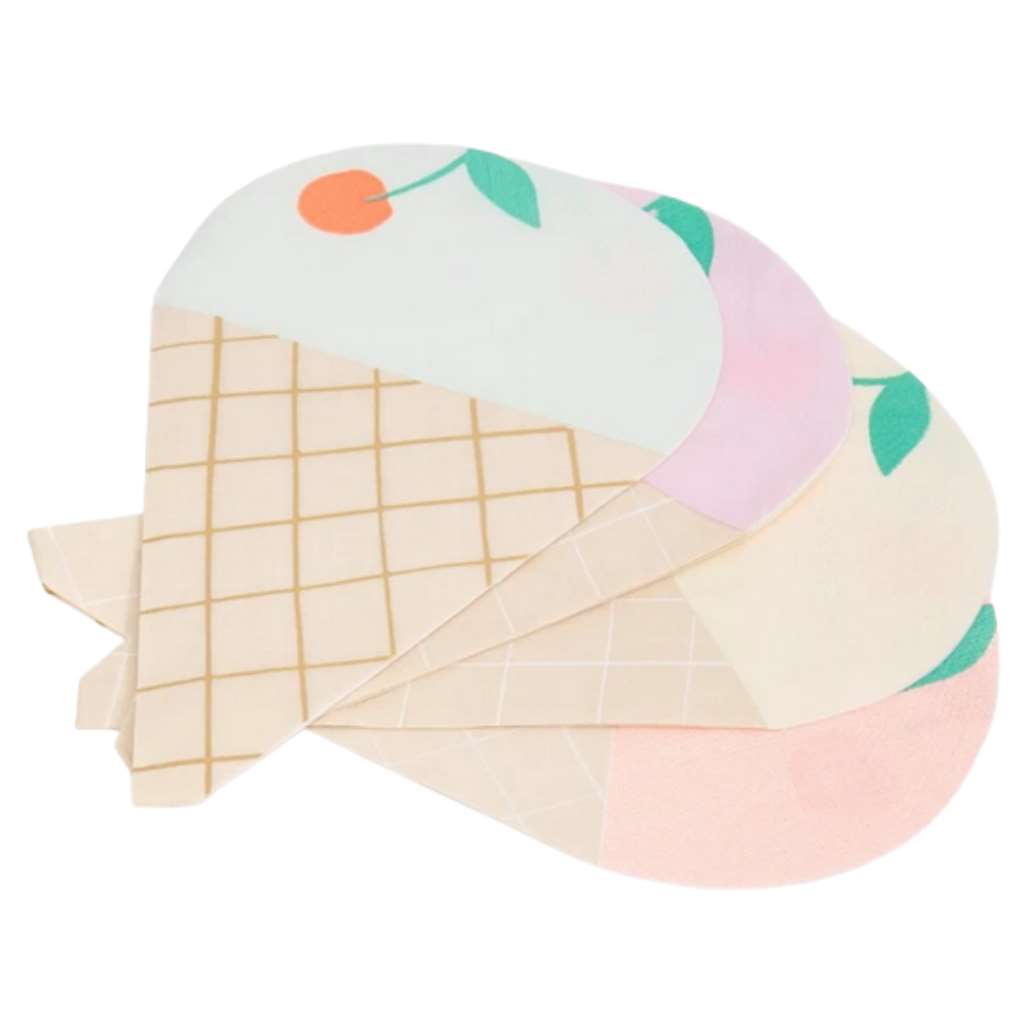 meri meri ice cream paper napkin with cherry on top comes in white, pink, blush and cream