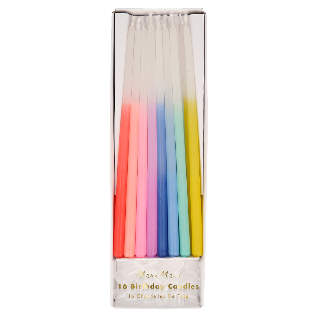 Meri Meri Party supplies - Rainbow Dipped Tapered Candles