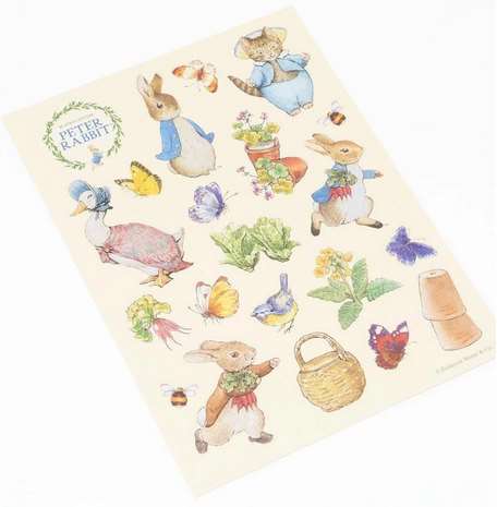These charming stickers of Beatrix Potter's famous Peter Rabbit and friends are a delightful way to decorate gifts, cards, posters, and much more. All the Beatrix Potter animals are represented - peter rabbit, blue bird, mother goose, cat, butterflies and bumblebees.