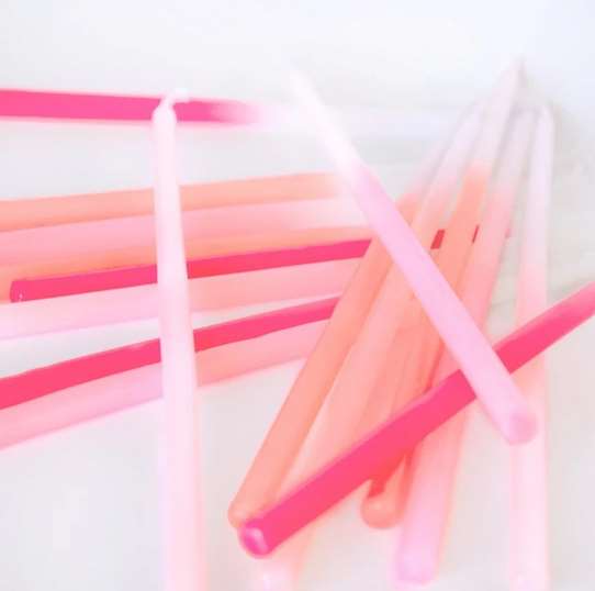 Pink Dipped Ombre Tapered Candles