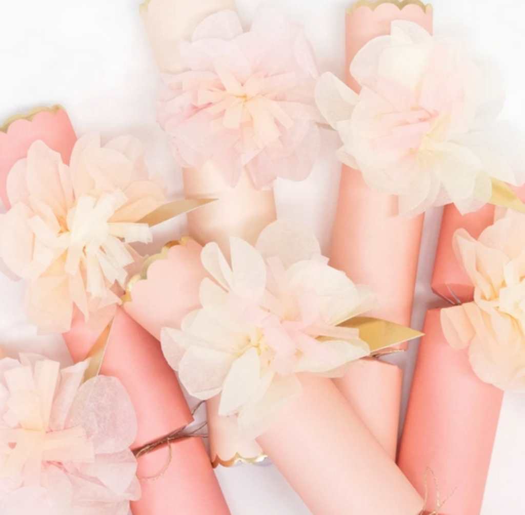 Pink Tissue Floral Crackers (set of 6)