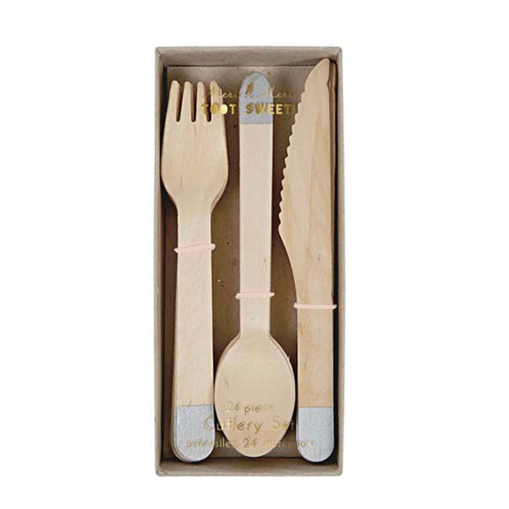 silver dipped wooden cutlery meri meri