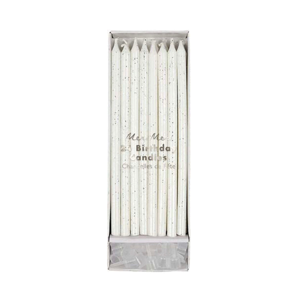 silver glitter speckled birthday candles meri meri